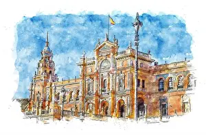Andalusian Prints: The Plaza de España in Seville is one of the most spectacular architectural spaces in the city