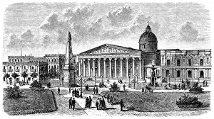Latin American Prints: Plaza de la Victoria with Cathedral in Buenos Aires