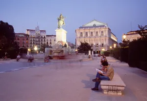 Nocturnal Prints: Plaza de Oriente. Night view. Madrid. Spain