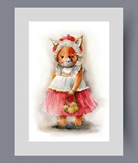 Playtime Prints: Plush fox toy holding shopping bag