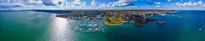Plymouth Bay and Plymouth Village Historic District panoramic aerial view