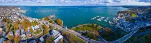 Plymouth Bay and Plymouth Village Historic District panoramic aerial view