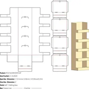 Die Cut Prints: Point of sale floor display packaging design template selffold die cut - vector