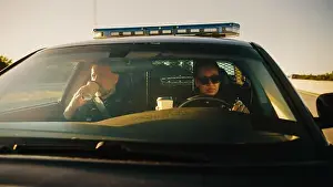 Partners Prints: Point of View: Two Police Officers Driving Traffic Patrol Car