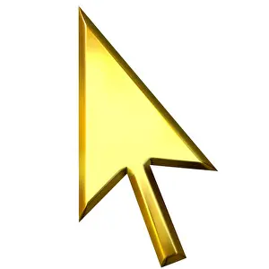 Pictographic Prints: pointer golden click cursor arrow gold mouse isolated graphic reflection