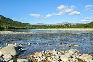 Urals Prints: Polar Ural Mountains, Sob River Valley. Summer mountain landscape of the north of Russia