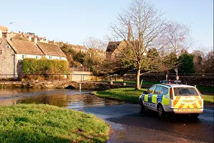 Flooding Prints: Police car Tetbury Splash and bridge