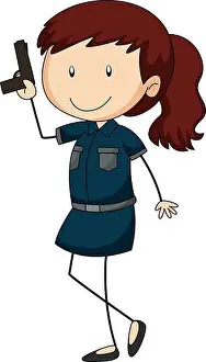 Police Officer Prints: Police officer holding a gun illustration