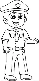 Policeman Isolated Coloring Page for Kids