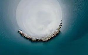 Alberobello Prints: Polignano a Mare Apulia City Sea Coastline and white houses in Italy Drone 360 vr
