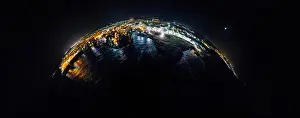 Citylights Prints: Polignano a Mare Apulia night City Sea Coastline and white houses in Italy Drone 360 vr