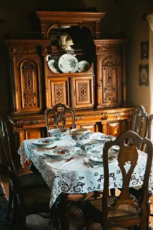 Crockery Prints: Polish nobility manor house dinning room with crocery on table