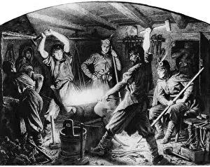 Rising Prints: Polish uprising 1863 - 1864, insurgents reforging scythes