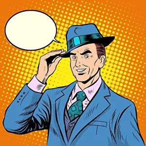 Halftone Prints: Polite people gentleman welcomes