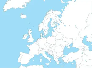 Simplified Prints: Political map of Europe with borders of the regions