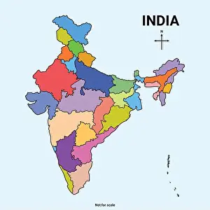 Territorial Prints: Political Map of India Showing States and Union Territories with Clear Boundaries