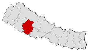 Shady Prints: Political map of Nepal with the several zones where Rapti is highlighted