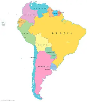 Bolivia Prints: Political map of South America with single states