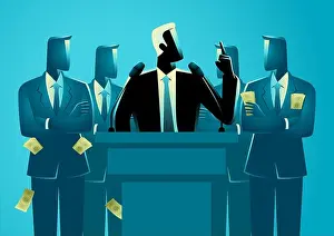 Small Group Prints: Politician speaking at a podium