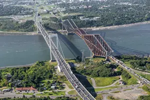 Pont Prints: The Pont Pierre Laporte bridge and the Pont de Quebec bridge are pictured in this aerial photo in Quebec city