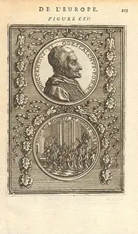 Terre Prints: POPE INNOCENT XI: Innocentius XI. Odescalchus. Pon: M'. MALLET, print 1683