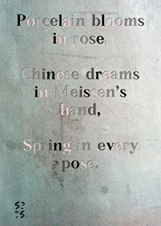 Dreams Prints: Porcelain blooms in rose, Chinese dreams in Meissen's hand