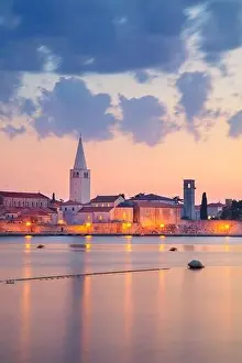 Porec, Croatia. Cityscape image of Porec, Croatia with the Euphrasian Basilica located on Istrian Peninsula at summer sunset