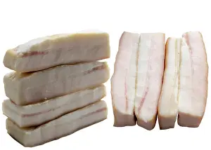 Boiled Prints: Pork, fat, bacon, raw, isolated, chopped, meal, preparation, beef, state, white