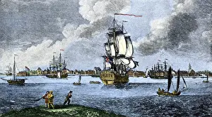 South Carolina Prints: Port of Charleston South Carolina before the American Revolution late 1700s