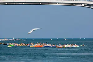 Port Huron, Michigan, USA. Thousands of rafters participated in the annual Port Huron Float Down on the St