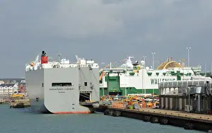 Berth Prints: Port of Southampton England roro cargo ships loading and unloading