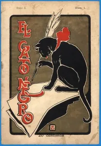Black Cat Prints: Portada del semanario El Gato Negro, número uno, editada en Barcelona, enero de 1898