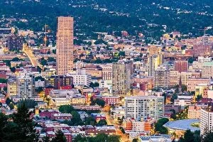 Images Dated 17th June 2018: Portland, Oregon, USA downtown cityscape at twilight