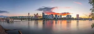 Portland, Oregon, USA skyline at dusk on the Willamette River