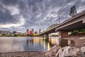 Portland, Oregon, USA skyline at dusk on the Willamette River
