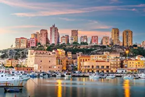 Porto Empedocle, Sicily, Italy on the water at dusk