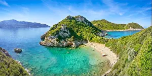 Porto Timoni Beach, double beach bay, Corfu, Greece