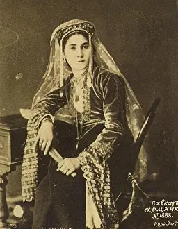 Armenia Prints: This portrait from the 1890s depicts an Armenian woman wearing traditional national costume from Akhaltsikhe