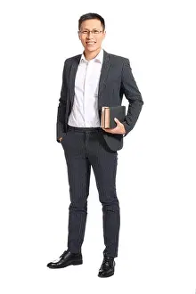 White Work Prints: Portrait of Asian teacher on white background