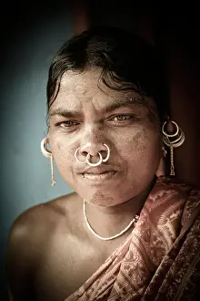 Villager Prints: Portrait of a Baroja tribeswoman at the remote village of Janiguba near Jeypore in Orissa