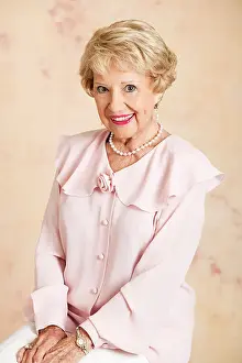 Dentures Prints: Portrait of a beautiful blond senior woman in her eighties
