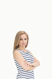 Arms Crossed Prints: Portrait of serious and confident casual woman with arms crossed