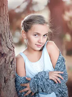 Pre Adolescent Prints: Portrait of a cute girl ten years