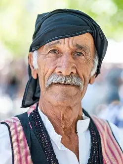 Senior Citizen Prints: Portrait of a Cypriot man in traditional dress at the Statos-Agios Fotios Rural Festival