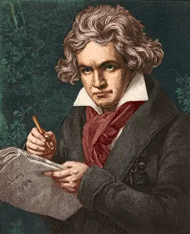 Ludwig Van Beethoven Prints: Portrait of German composer Ludwig van Beethoven, 1770-1827