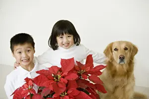 Sibling Prints: Portrait of a girl with her brother and her dog