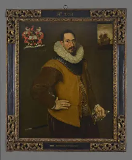 Heart Shape Prints: Portrait of Hendrik Hartman, portrait painting canvas linen oil