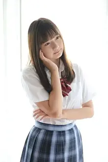 School Girl Prints: Portrait japanese school girl uniform in white tone bed room