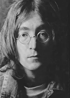 Long Hair Prints: Portrait of Jon Lennon given to members of the Beatles Fan Club and inserted in the white album