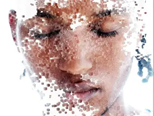 Biotechnology Prints: A portrait of a man combined with procedurally generated graphics